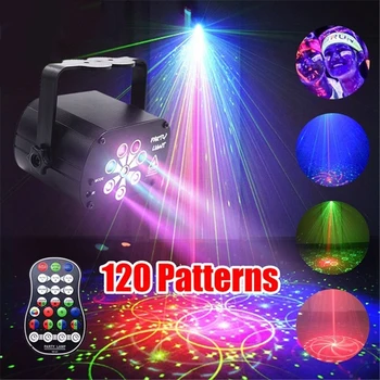 Лазерный Проектор Light RGB DJ LED Stage Light Effect УФ-Лампа Перезаряжаемая 120 Моделей Party Projection Light для Рождественской Дискотеки