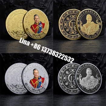 9 Дизайнов короля Англии Карла III, Позолоченные Памятные монеты, монеты из Королевского серебра Великобритании для сувенирного подарка
