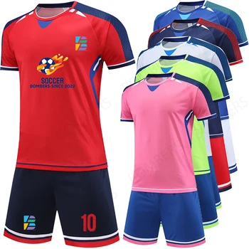 Комплект трикотажных изделий на заказ для мальчиков С коротким рукавом, высококачественный футбольный детский тренировочный костюм для взрослых, футбольный футбольный комплект