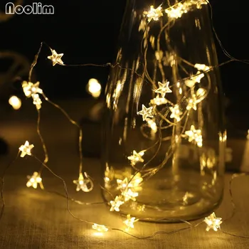 NOOLIM 3M 30 Шт Ручной Работы Stars Snow Led String Light от 3шт Батарейки типа АА Fairy Party Light/Свадебные/Рождественские Украшения