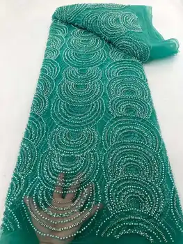 Роскошная кружевная ткань из 3D-бисера 2023 года, Новейшая кружевная ткань из тюля с блестками для жениха в Дубае, Вышитая Африканская Нигерийская кружевная ткань для шитья
