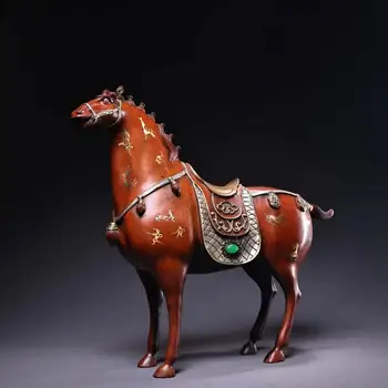 Коллекция Old Tibet из чистой меди, трансмиссия с инкрустацией драгоценными камнями, расписанная лошадью