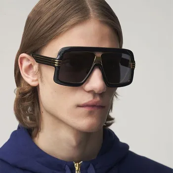 Негабаритные квадратные солнцезащитные очки для женщин UV400 Роскошных оттенков Модный бежевый щит Солнцезащитные очки в большой оправе Мужские винтажные очки