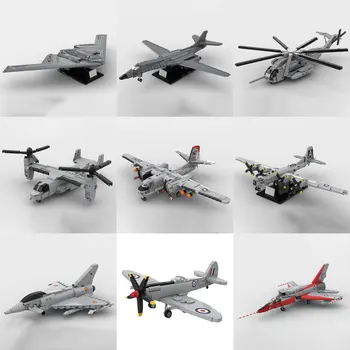 Строительные блоки военной серии Moc, знаменитая национальная модель истребителя, Технология сборки самолетов, кирпичи, игрушка-бомбардировщик для детей B1 B2 F-22