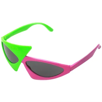 Новинка, Зеленые Розовые Лоскутные асимметричные треугольные солнцезащитные очки, очки для вечеринок, танцевальный бар, Рой Парди, хип-хоп Очки в том же стиле