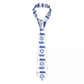 Мужской галстук Классический узкий с отпечатком пальца в виде флага Израиля, галстуки с узким воротником, повседневные аксессуары для галстуков в подарок