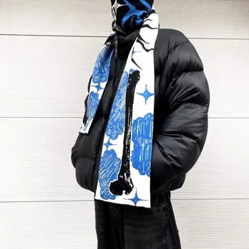 Модный креативный вязаный женский шарф в полоску с аниме 