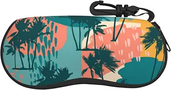 Абстрактный креативный узор с тропическими солнцезащитными очками Мягкий футляр для очков на молнии Защитный держатель с зажимом для ремня
