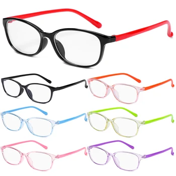 Детские очки с синим освещением Для мальчиков и девочек, Компьютерные очки в квадратной оправе, Прозрачные линзы, Оптические очки с защитой от излучения и бликов.