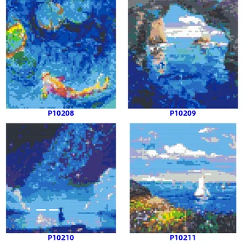 Diy Строительные блоки, рисующие синий морской пейзаж с мозаикой из рыб, пиксельная графика, фото домашнего декора на заказ, подарок для детей и взрослых, женская игрушка