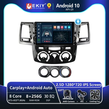 EKIY T8 Автомагнитола Для Toyota Fortuner HILUX Revo Vigo 2007-2015 Мультимедийный Видеоплеер Авторадио Навигация GPS Android 10 2din