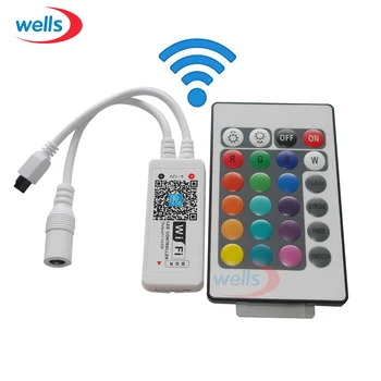 1шт RGB/RGBW Wifi Мини-Светодиодный Контроллер С 24-клавишным Пультом Дистанционного Управления IOS/Android Смартфон Беспроводной Для DC12V 5050 Светодиодная Лента