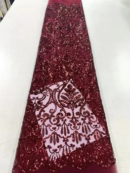 Новейший Роскошный Бисер Кружева Высокого Качества Африканский Жених Кружевная Ткань С Блестками Кружевное Платье Ручной Работы Ткань Для Свадьбы Bridal PL435-7