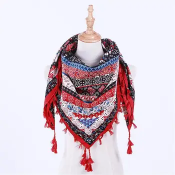 Модный Женский шарф в богемном стиле, Квадратные Шарфы, женские обертывания с кисточками, Женские шали, Солнцезащитный крем, Пляжные полотенца, облегающие шею.