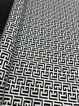 Новая черно-белая шелковая эластичная тяжелая ткань Цяо с геометрическим принтом и утолщенной тканью для пиджака шириной 40 мм, 50x140 см