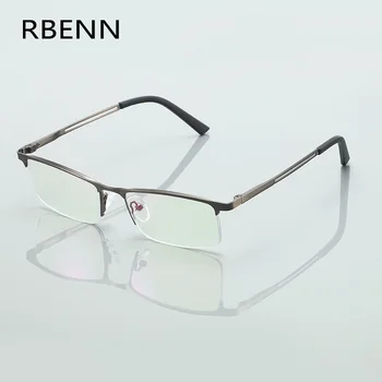 RBENN Новые Синие Светозащитные Очки для чтения Для мужчин Металлические Прямоугольные очки в полурамке От напряжения глаз Компьютерные Ридеры + 1.5