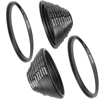 Neewer 20 Штук Комплект Переходных колец Для фильтров линз из анодированного Черного металла, включающий 10 Штук Комплект Переходных Колец Step up + 10 Штук Step