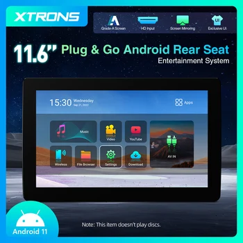 XTRONS 11,6-дюймовый Автомобильный телевизор С Монитором на Подголовнике Android 11 Четырехъядерный 1 + 16 ГБ 1366*768 Сенсорный Экран с Зеркальным Отображением Экрана, Встроенный WIFI