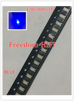 100ШТ 1206 синих светодиодных супер ярких SMD светодиодных диодов 3.2*1.6*0.8 ММ 460-470 НМ светодиоды SMD 1206 LED Blue