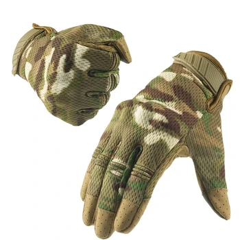 Тактические перчатки с сенсорным экраном в стиле милитари, армейский камуфляж с мультикамерой на весь палец, мужские перчатки для велоспорта, стрельбы, пейнтбола на открытом воздухе