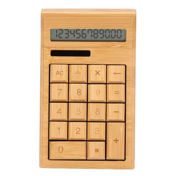 Настольный калькулятор Практичный Бамбуковый калькулятор Солнечная батарея ЖК-дисплей с двойным питанием Большая кнопка для студентов для рабочих для