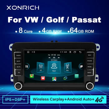 Беспроводной автомобильный радиоплеер Carplay Android 11 для VW/Фольксваген/Гольф/Пассат/b7/b6/Шкода/Сеат/Октавия/Поло/Тигуан GPS Мультимедиа