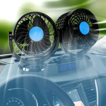 Автомобильный вентилятор 12 В 24 В Автомобильный вентилятор 5 дюймов для грузовика, 12 скоростей и вращающийся на 360 градусов охлаждающий вентилятор со светодиодным дисплеем температуры и влажности