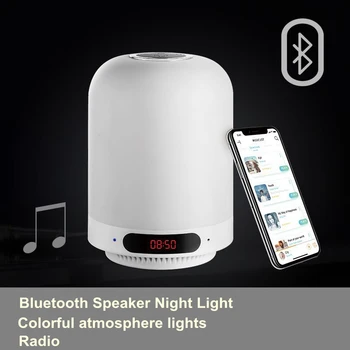 Ночник с сенсорным датчиком, многофункциональная светодиодная ночная лампа Bluetooth, динамик, красочные ночные светильники с функцией таймера