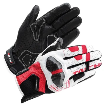 Кожаные перчатки с перфорацией из углеродного волокна для мотоциклов TAICHI, сетчатые дышащие защитные перчатки для езды на внедорожных мотоциклах