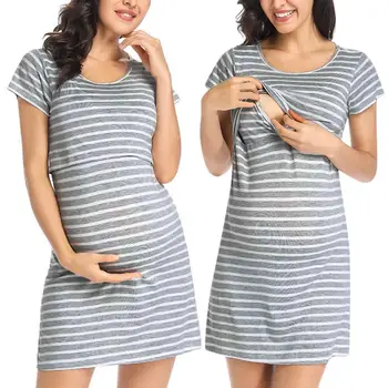 Женские платья для беременных и послеродов, платье для кормления грудью, Летнее платье для кормления грудью, Однотонная одежда для беременных, большие размеры
