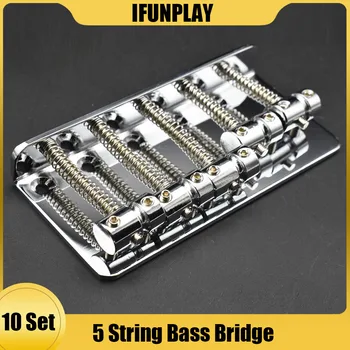 10 комплектов бас-бриджей с 5 седлами для 5-струнной электрической бас-гитары, замена деталей, хром
