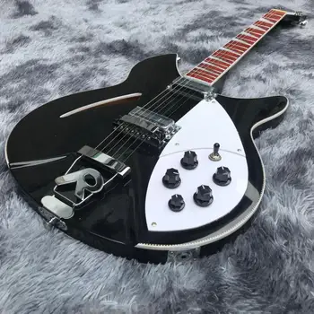 Изготовленная на заказ электрогитара Grand Semi с полым корпусом Rick 360 6 струнная гитара черного цвета Доступны все цвета