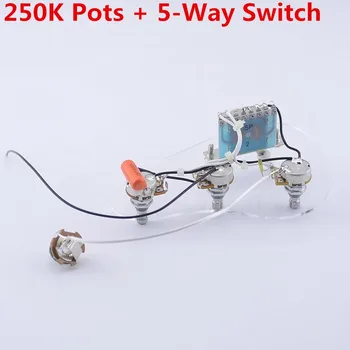 1 Комплект жгута проводов для электрогитары (3x 250K кастрюль + 5-позиционный переключатель + разъем) (# 1155)