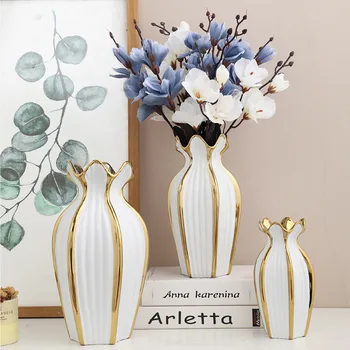 Керамическая ваза в скандинавском стиле, современная простая ваза с покрытием, креативное украшение для гостиной, аранжировщик цветов, Домашний декор