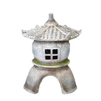 Лампа из смолы во внутреннем дворе в японском стиле, искусственный камень, солнечный фонарь, украшение виллы, сад, планировка балкона, освещение для ландшафтного дизайна.