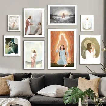 Абстрактный Господь Иисус, Современный религиозный Христос, христианский Настенный арт, печать на холсте, Скандинавский плакат, Декор, Картина для гостиной