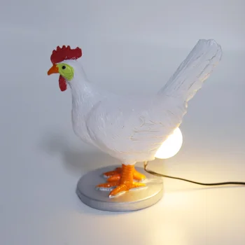 Куриная лампа Забавная курица, несущая яйцо, Реалистичная светодиодная лампа для куриных яиц из смолы, Милый детский ночник для домашнего декора спальни