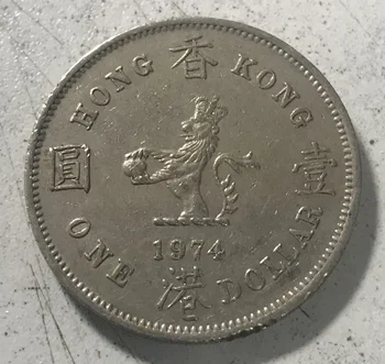 Монета Гонконга в 1 юань обычно выпуклости 1960-1975 30 мм круг долларовая монета из медно-никелевого сплава Год выпуска Случайной Старой монеты 100% Оригинал