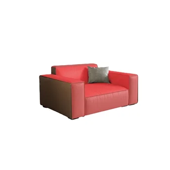 Кожаный диван ZL Tofu Block Прямой рядный кожаный диван В комплекте с мебелью для дивана
