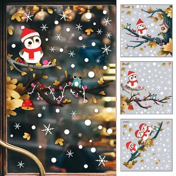 2022 Съемная Рождественская Статическая наклейка из ПВХ, наклейки на стеклянные окна, украшающие наклейки на стены в виде снежинок, Стеклянная паста для новогодней вечеринки