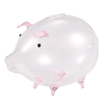 Свинья-копилка, копилки, копилка для монет, Милый Прозрачный стеклянный сувенир, подарок на День рождения для детей, Розовый