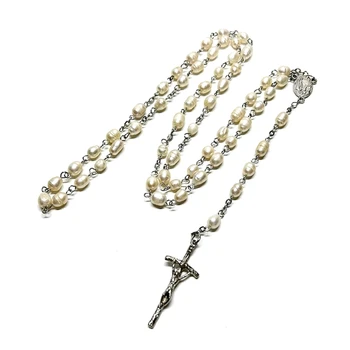 Религия Христианские Жемчужные ожерелья-четки для женщин, длинные цепочки с подвесками, католические религиозные украшения, молитвенный подарок