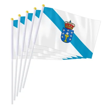 ПТЕРОЗАВР 14x21 см Испания Испанский Флаг Галисии Ручной Работы, ОСОБЕННО Испания Галисийский Автономный Регион Ручной Маленький Развевающийся Флаг Декор Подарки