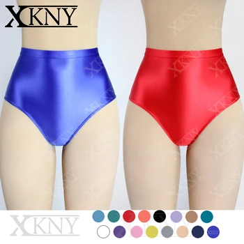 XCKNY новые маслянистые глянцевые шорты сексуальные однотонные блестящие брюки бикини сексуальные колготки с высокой талией можно носить вне глянцевого спортивного нижнего белья