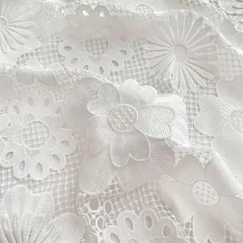 белый цветок, 0,5-метровая сетчатая кружевная ткань с вышивкой, вечернее платье hanfu, одежда для кукол 
