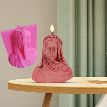 Новая завуалированная Леди свеча плесень фата девушка свечи силиконовые формы DIY бюст скульптура Марии изготовления свечей мыло прессформы смолы формы из гипса