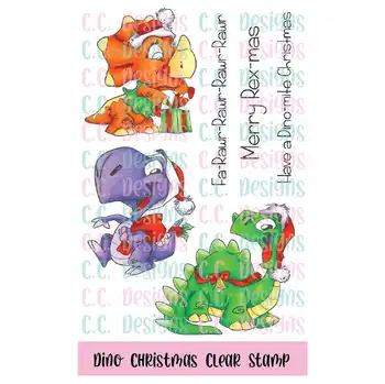 Динозавры в рождественских шляпах, Прозрачные штампы, силиконовые печати для скрапбукинга, изготовления открыток для фотоальбомов 14