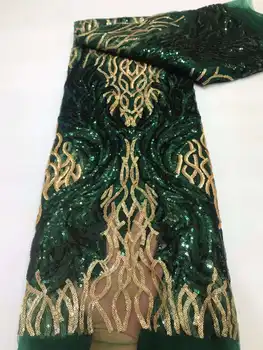 ЗЕЛЕНАЯ ЗОЛОТАЯ Кружевная ткань 2023 Высококачественное Африканское 3D Кружево с блестками, Французский Тюль, кружевная ткань, Швейцарское кружево, Нигерийские Сетчатые ткани, платье