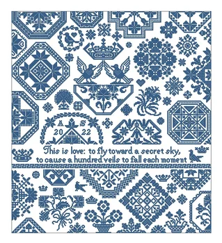 100% Египетские хлопчатобумажные нити Подлинный продукт Египетские наборы для вышивания крестиком Quaker Puzzle Secret Небесно-голубая ткань 56-61