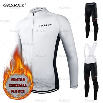 GRSRXX Зимний комплект для велоспорта, флисовый комплект из джерси для велоспорта, сохраняющий тепло, одежда для горных велосипедов, мужская одежда для шоссейных гонок, велосипедный комплект